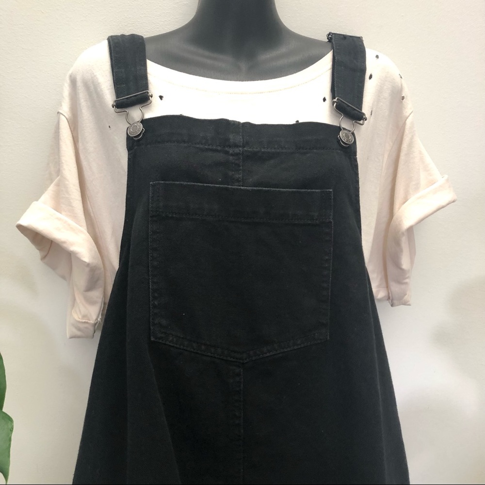 Pull & Bear Black Pinafore Dress Denim Overalls - Picture 5 of 10